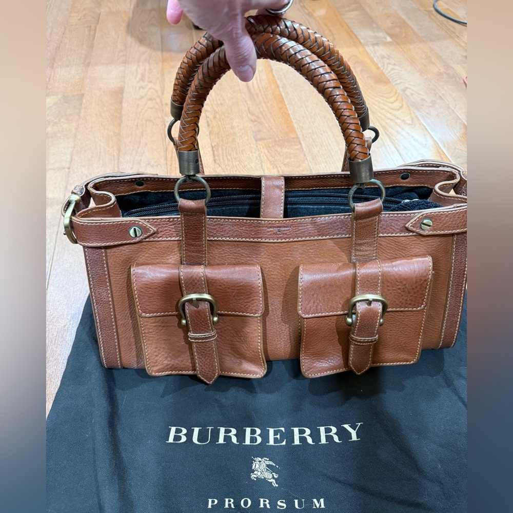 Authentic Burberry Prosum Tan Leather Tote Bag